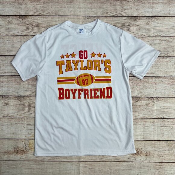 Port and Company Tops - Travis Kelce Kansas City Chiefs #87 Taylor's Boyfriend T-Shirt White Size M